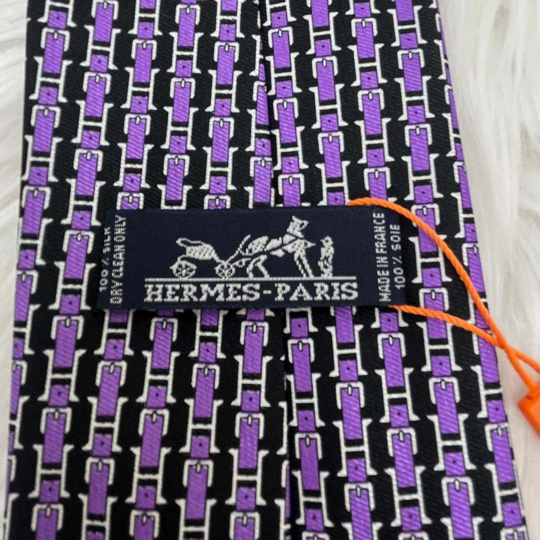 エルメスネクタイ　新品未使用品✨HERMES シルク100％　パープル