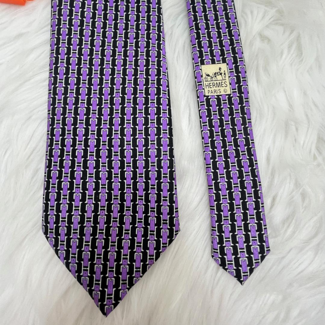 エルメスネクタイ　新品未使用品✨HERMES シルク100％　パープル
