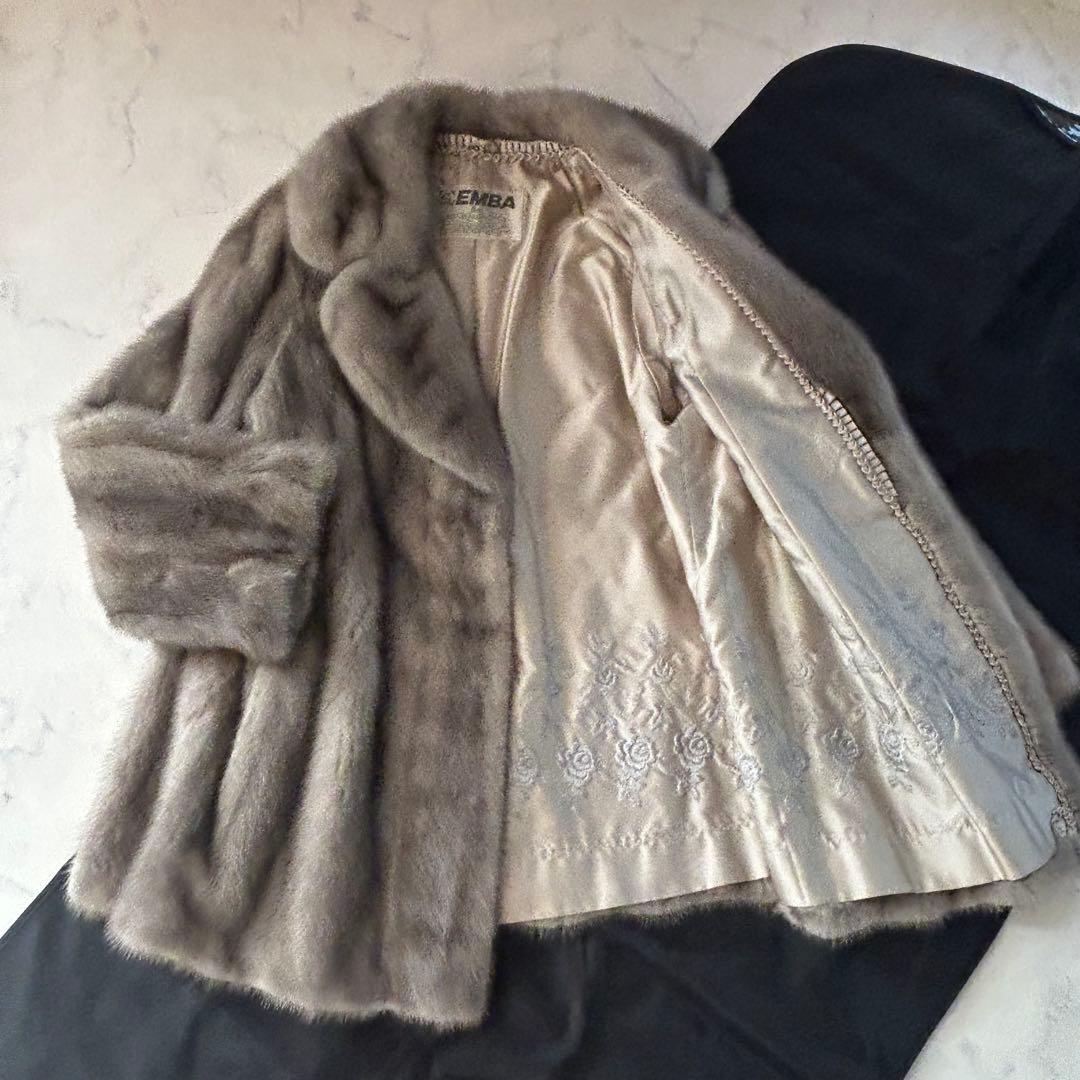 d*2様 EMBA サファイアミンク 毛皮コート グレー 裏地ダメージ 13号