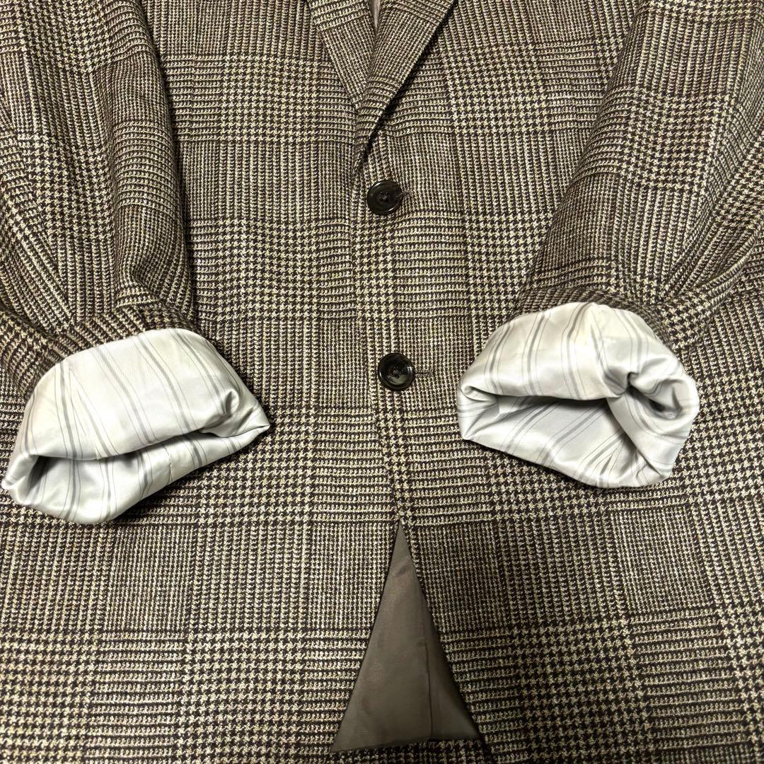 【菅野】五大陸　テーラードジャケット　ロロピアーナ　チェック　ブラウン