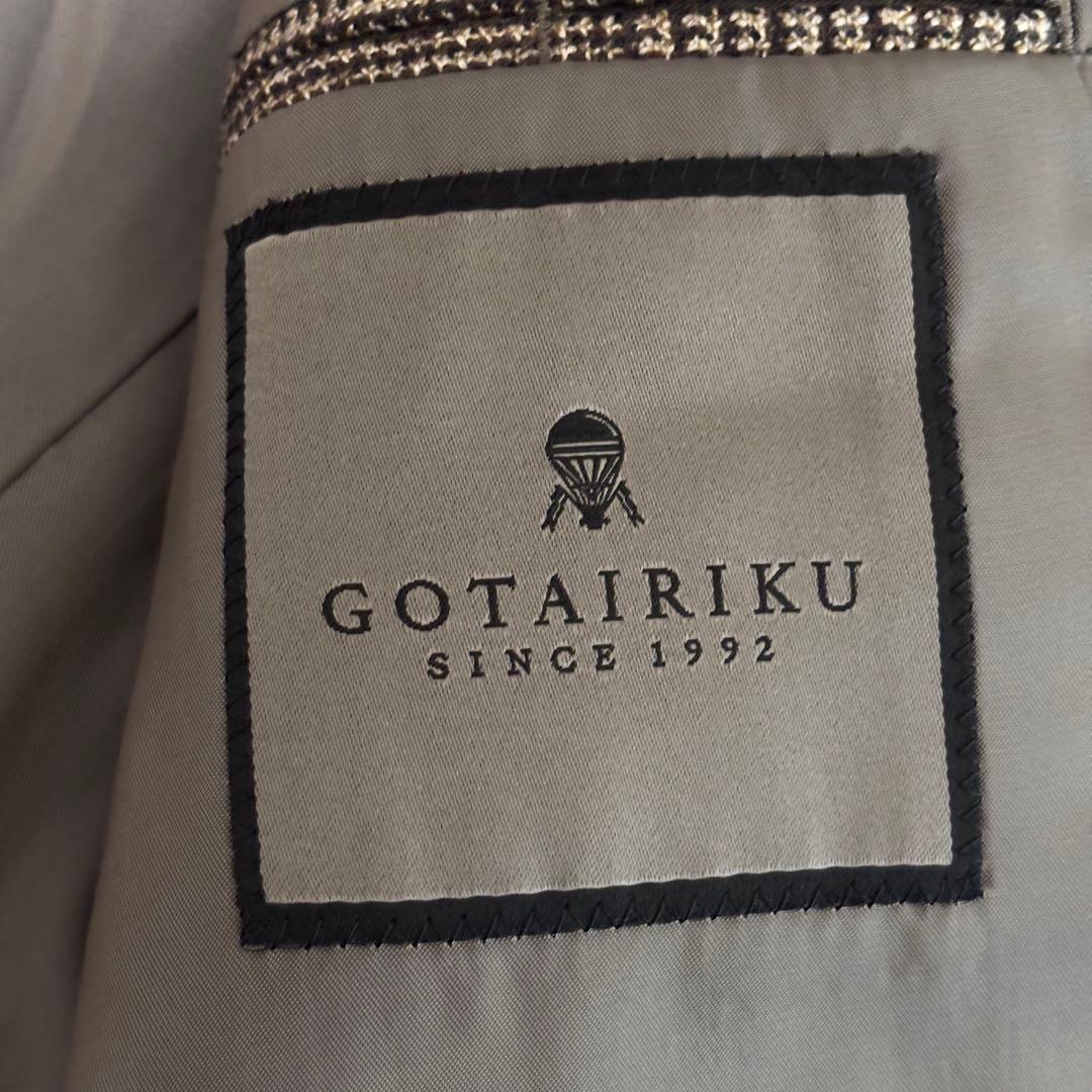 【菅野】五大陸　テーラードジャケット　ロロピアーナ　チェック　ブラウン