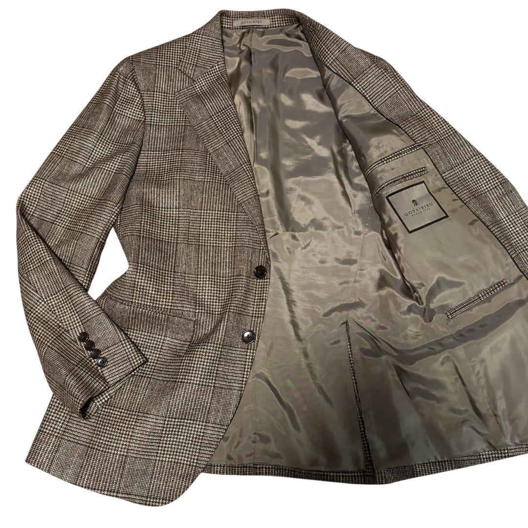 【菅野】五大陸　テーラードジャケット　ロロピアーナ　チェック　ブラウン