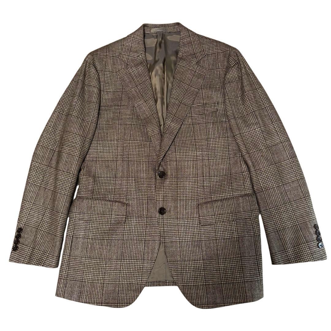 【菅野】五大陸　テーラードジャケット　ロロピアーナ　チェック　ブラウン