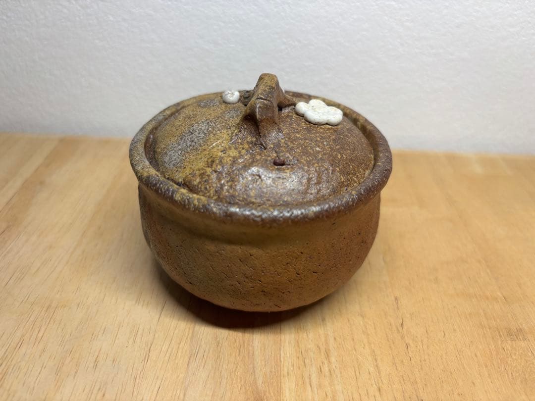 56.備前焼 宝瓶 登り窯 白梅 はくばい 梅 手びねり 急須