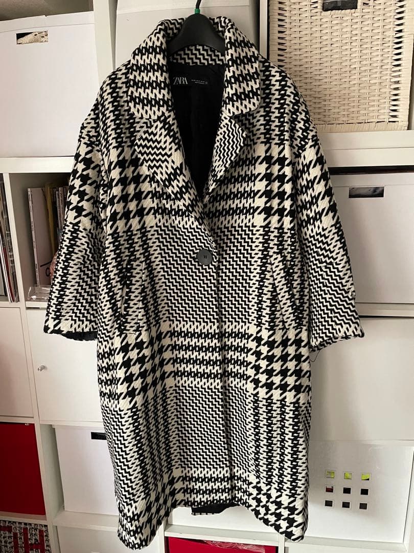 ZARA 千鳥格子柄ロングコート