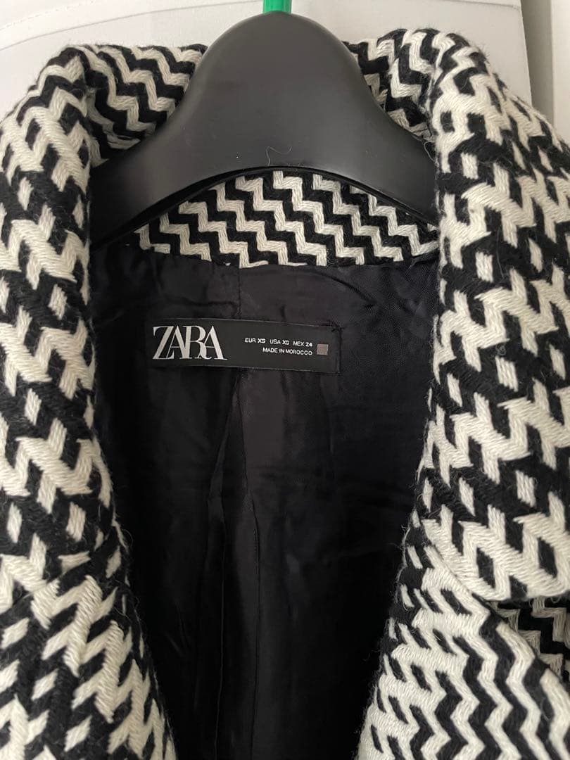 ZARA 千鳥格子柄ロングコート