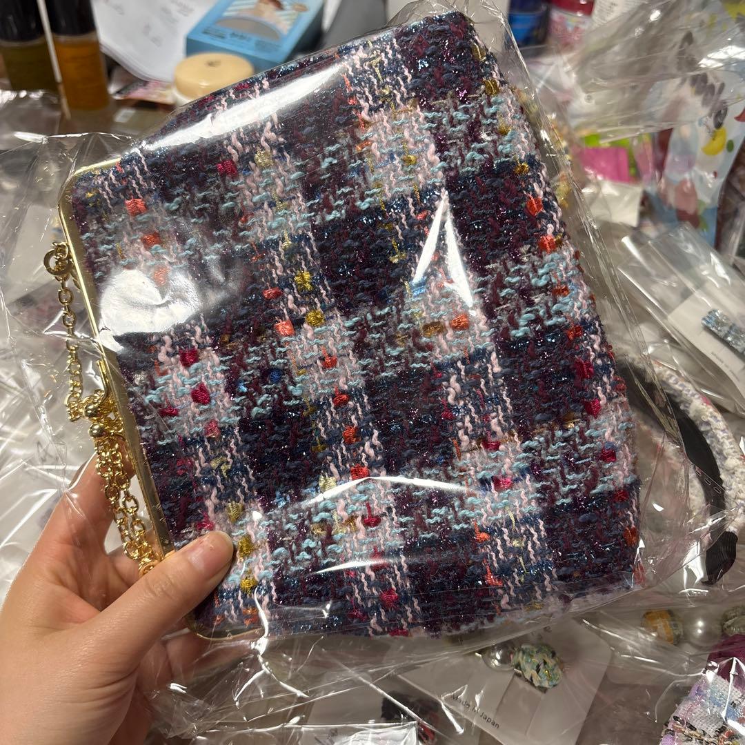 マルチカラーツイードがま口