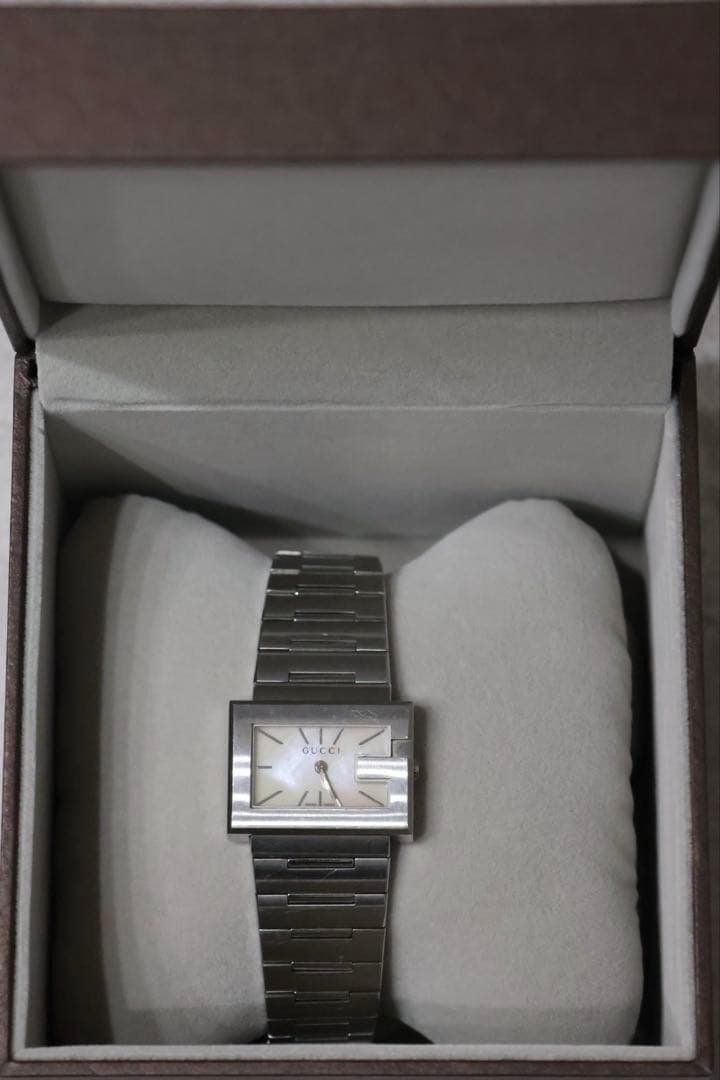 GUCCI 100L Gレクタングル シルバー(箱・コマあり)