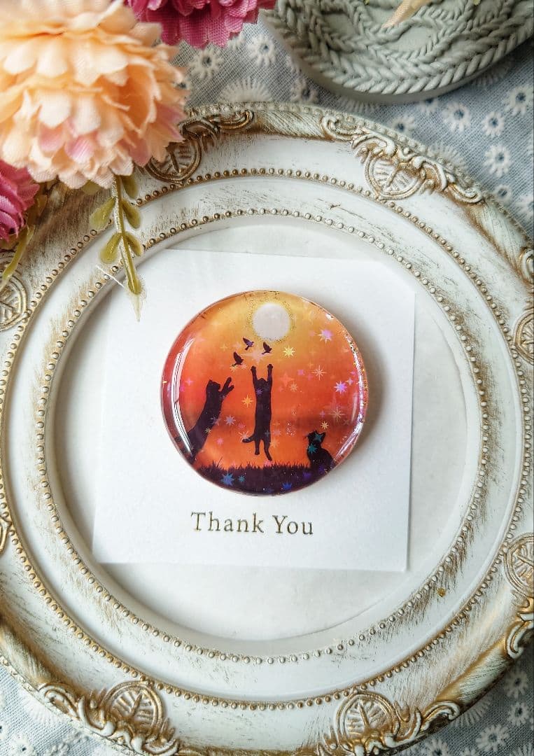 レジン　猫　ヘアゴム　ブローチ　ポニーフック　No.250