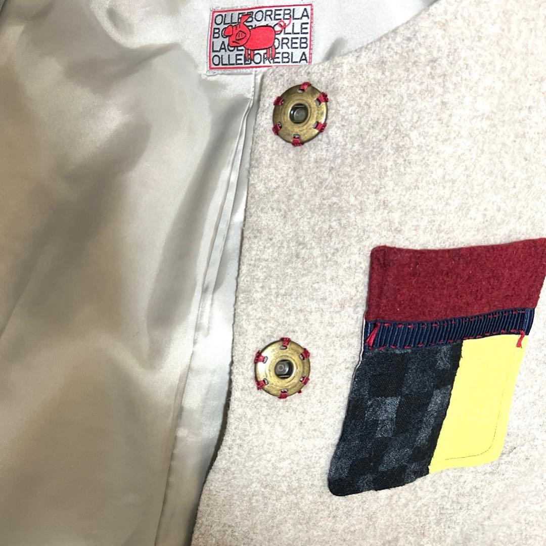 年末年始！SALE! ぶたコード刺繍ウール裏地付ポケットビーズ刺繍　アルベロベロ