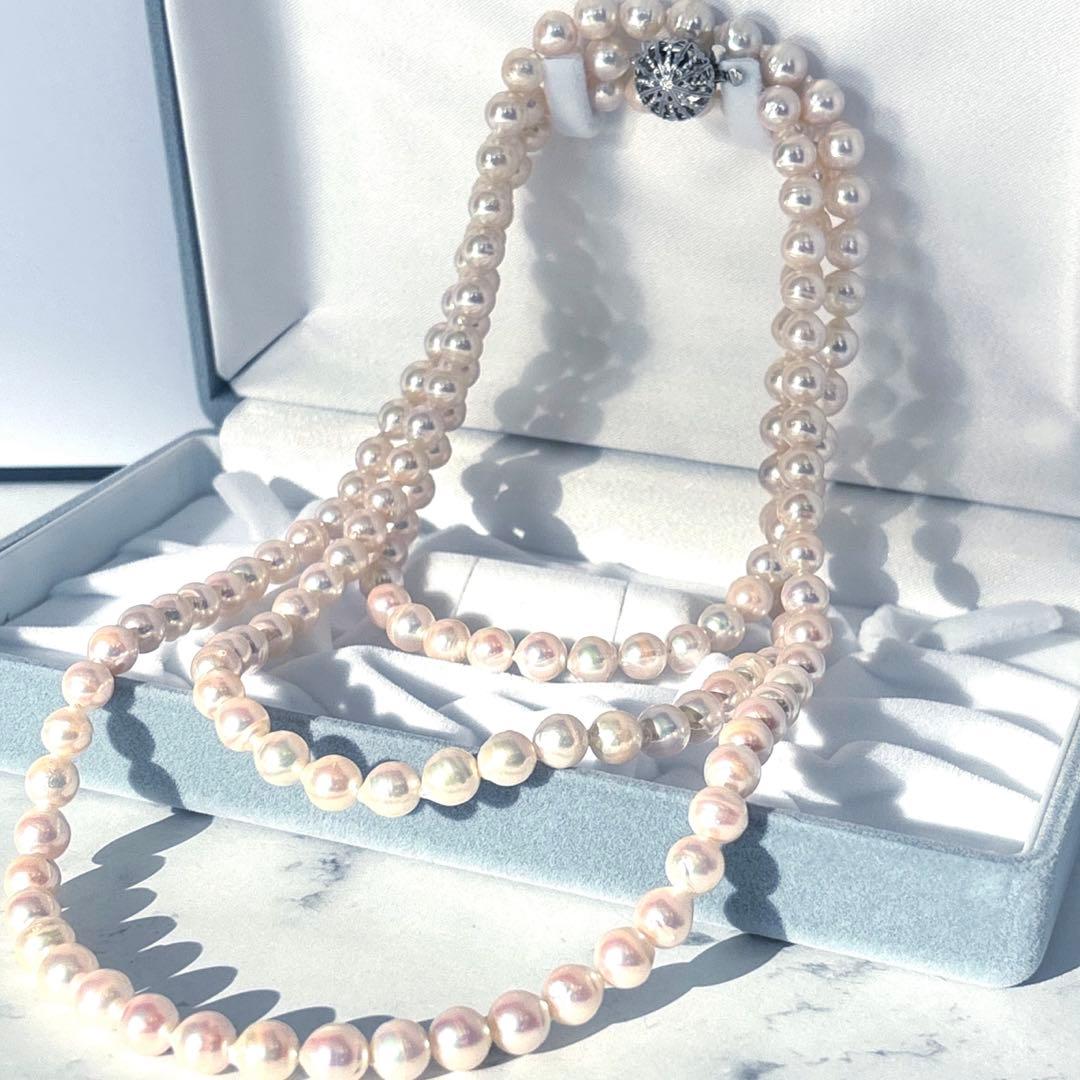 オーロラ干渉色✨極美品　あこや真珠 パールロングネックレス120cm 7.5mm