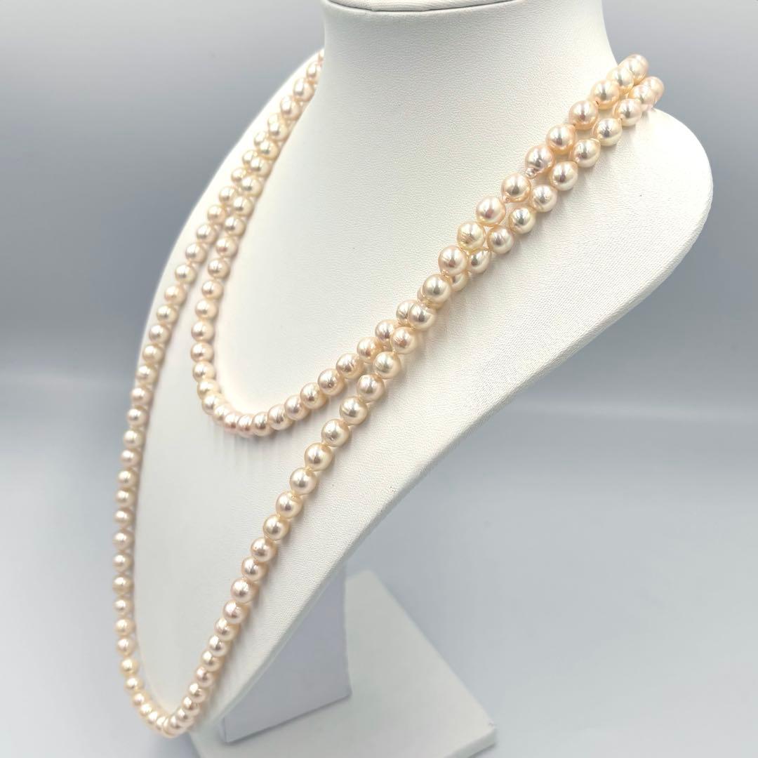 オーロラ干渉色✨極美品　あこや真珠 パールロングネックレス120cm 7.5mm