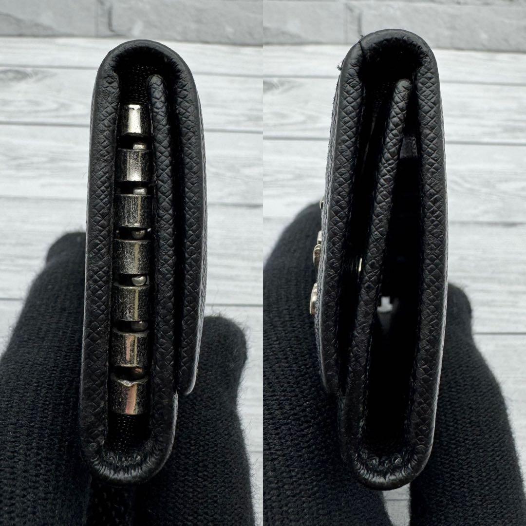 【美品】PRADA　キーケース　6連　 サフィアーノ シルバー金具 ブラック