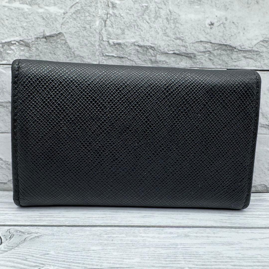 【美品】PRADA　キーケース　6連　 サフィアーノ シルバー金具 ブラック