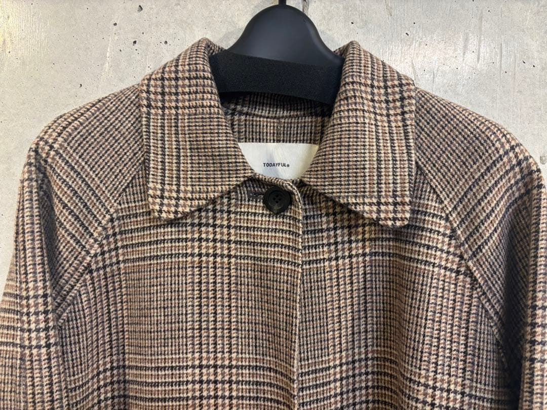 TODAYFUL ステンカラーチェックコート 38