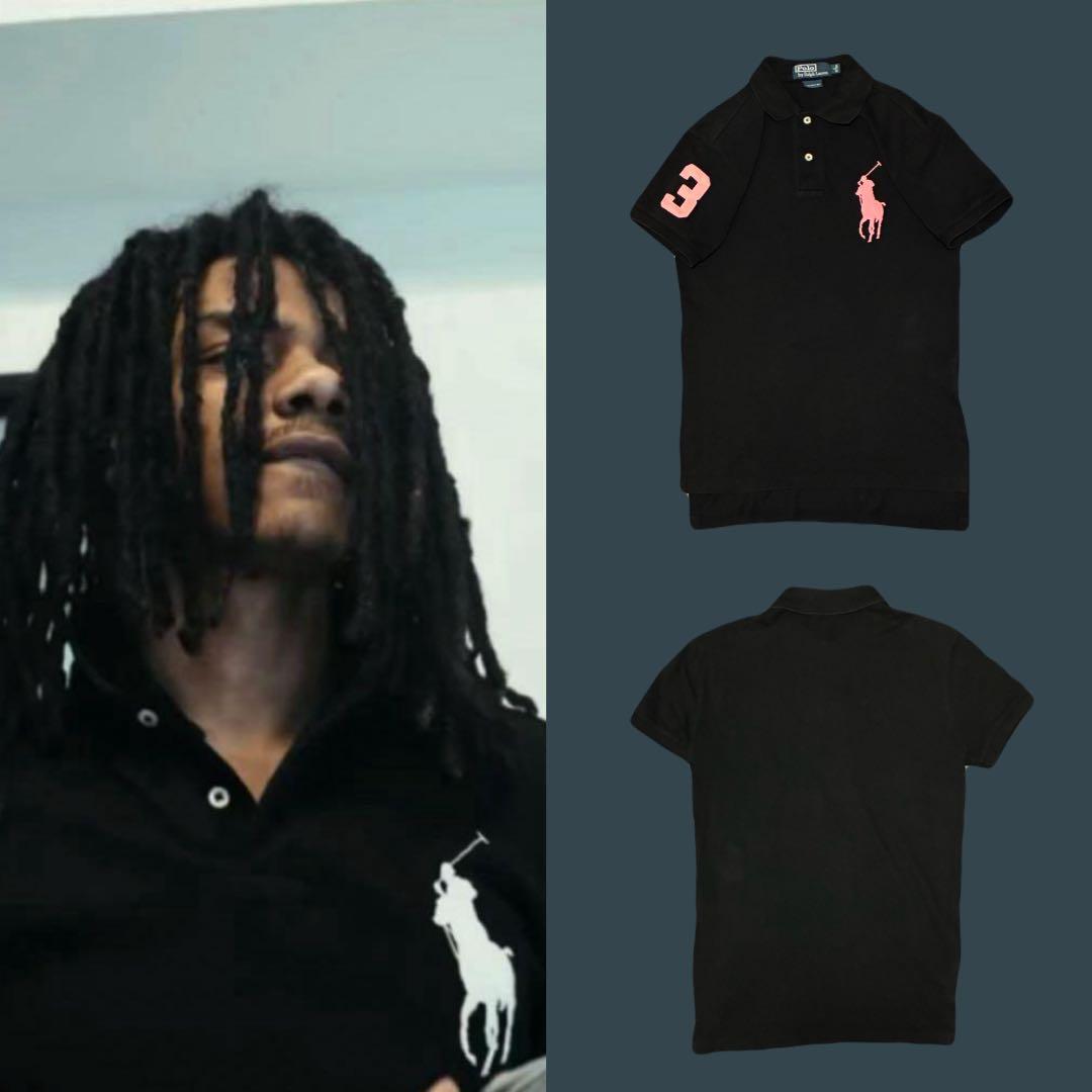 希少ラルフローレンビックポニー半袖ポロシャツナンバリングy2k 黒ピンク　良品