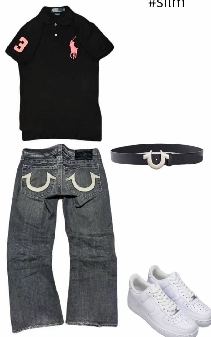 希少ラルフローレンビックポニー半袖ポロシャツナンバリングy2k 黒ピンク　良品