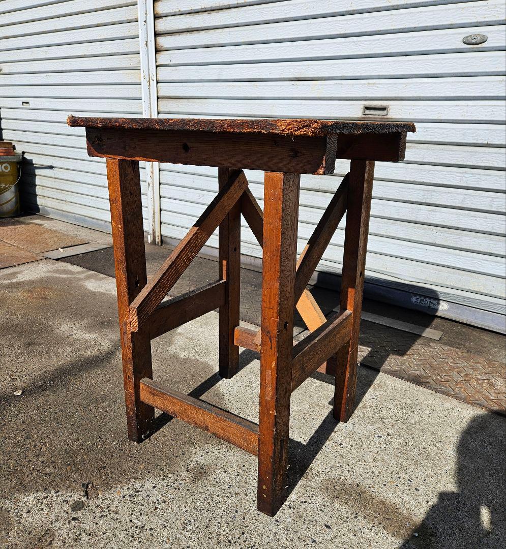 日本のアンティーク 古い木製の作業台 木台 ウッド 飾り台 花台 棚 店舗什器