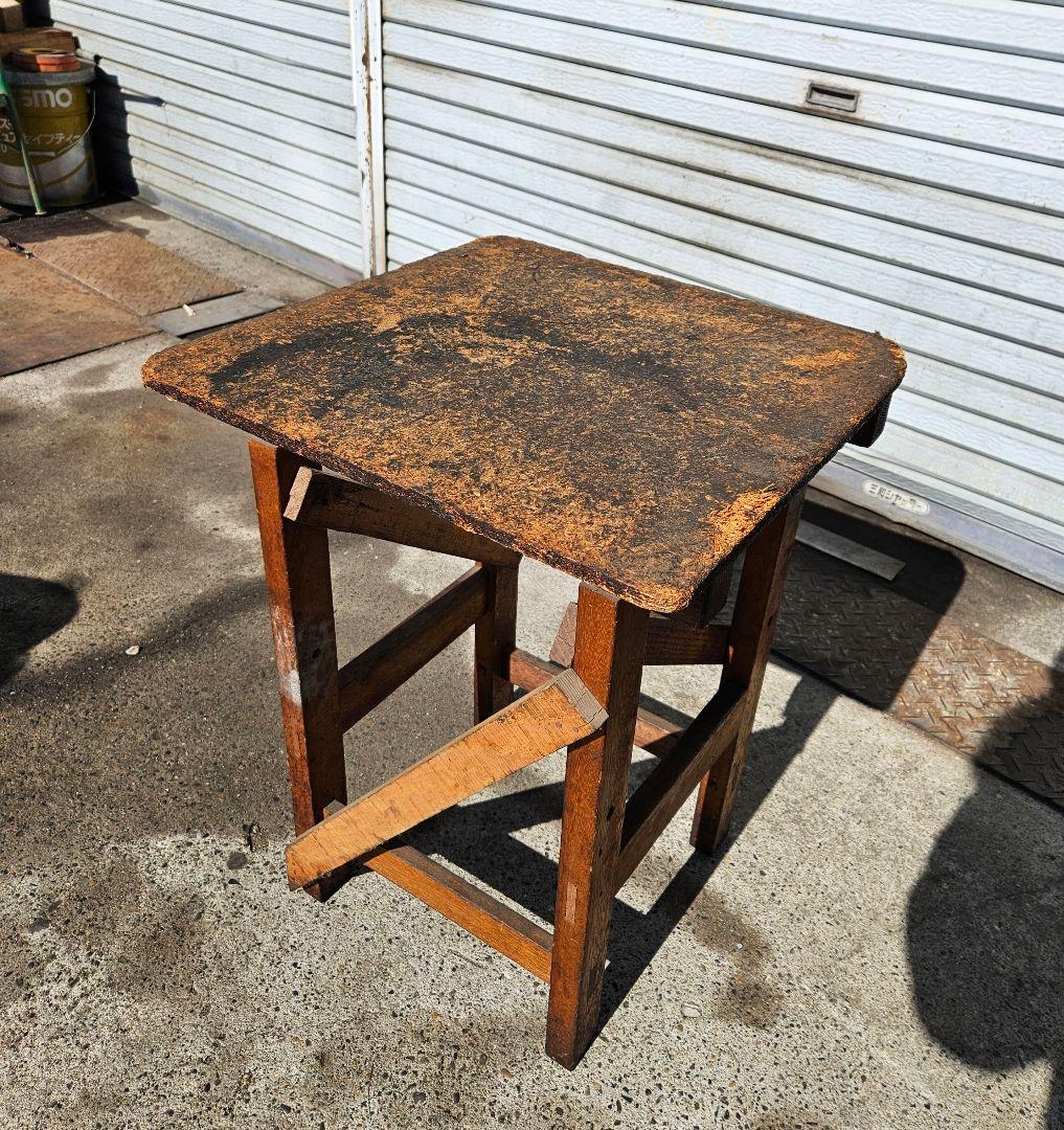 日本のアンティーク 古い木製の作業台 木台 ウッド 飾り台 花台 棚 店舗什器