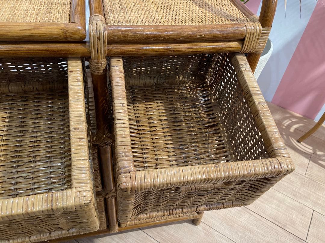 ラタン籐チェスト 家具 3段 ラック　レトロ アンティーク