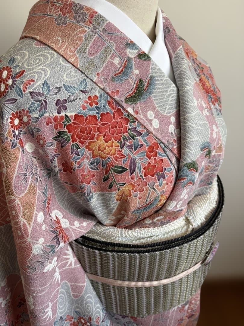 ❤️お姫様正絹小紋　鬼シボ縮緬　新品保管品　新品畳紙付き　着物のみ