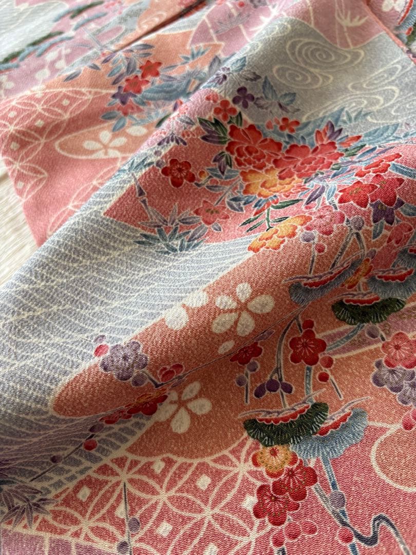 ❤️お姫様正絹小紋　鬼シボ縮緬　新品保管品　新品畳紙付き　着物のみ