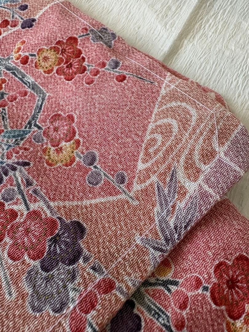 ❤️お姫様正絹小紋　鬼シボ縮緬　新品保管品　新品畳紙付き　着物のみ