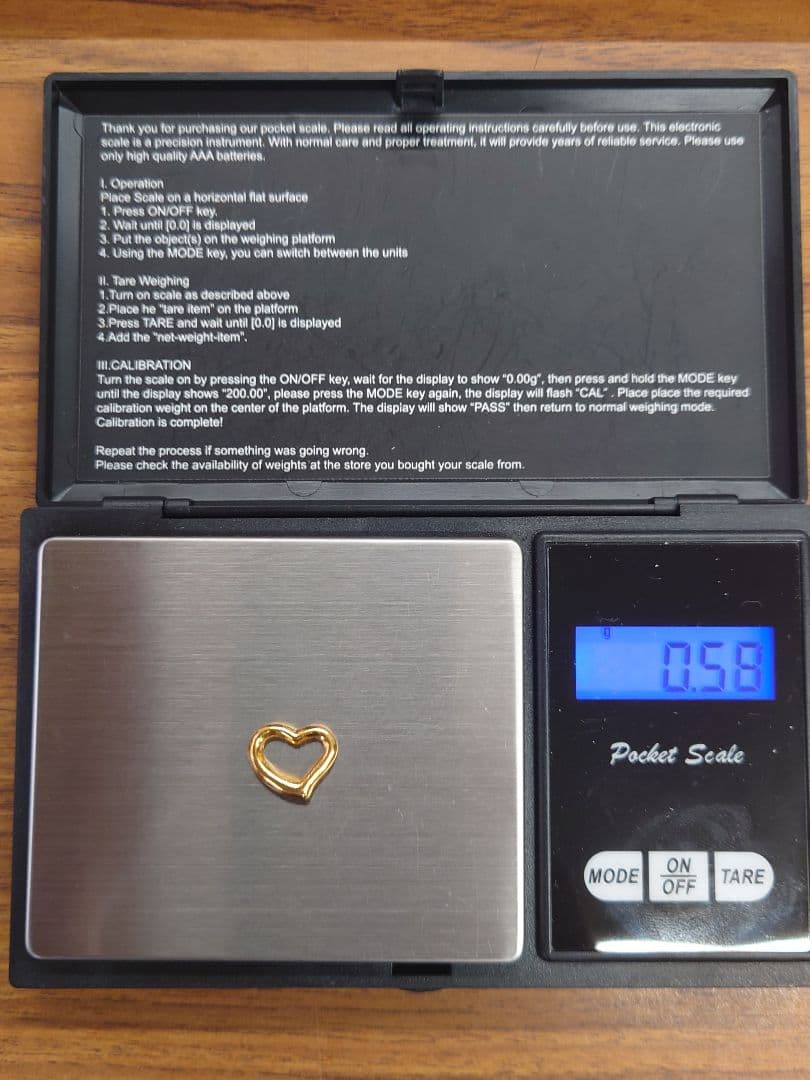 K24　24金　オープン　ハート　ペンダントトップ/チャーム