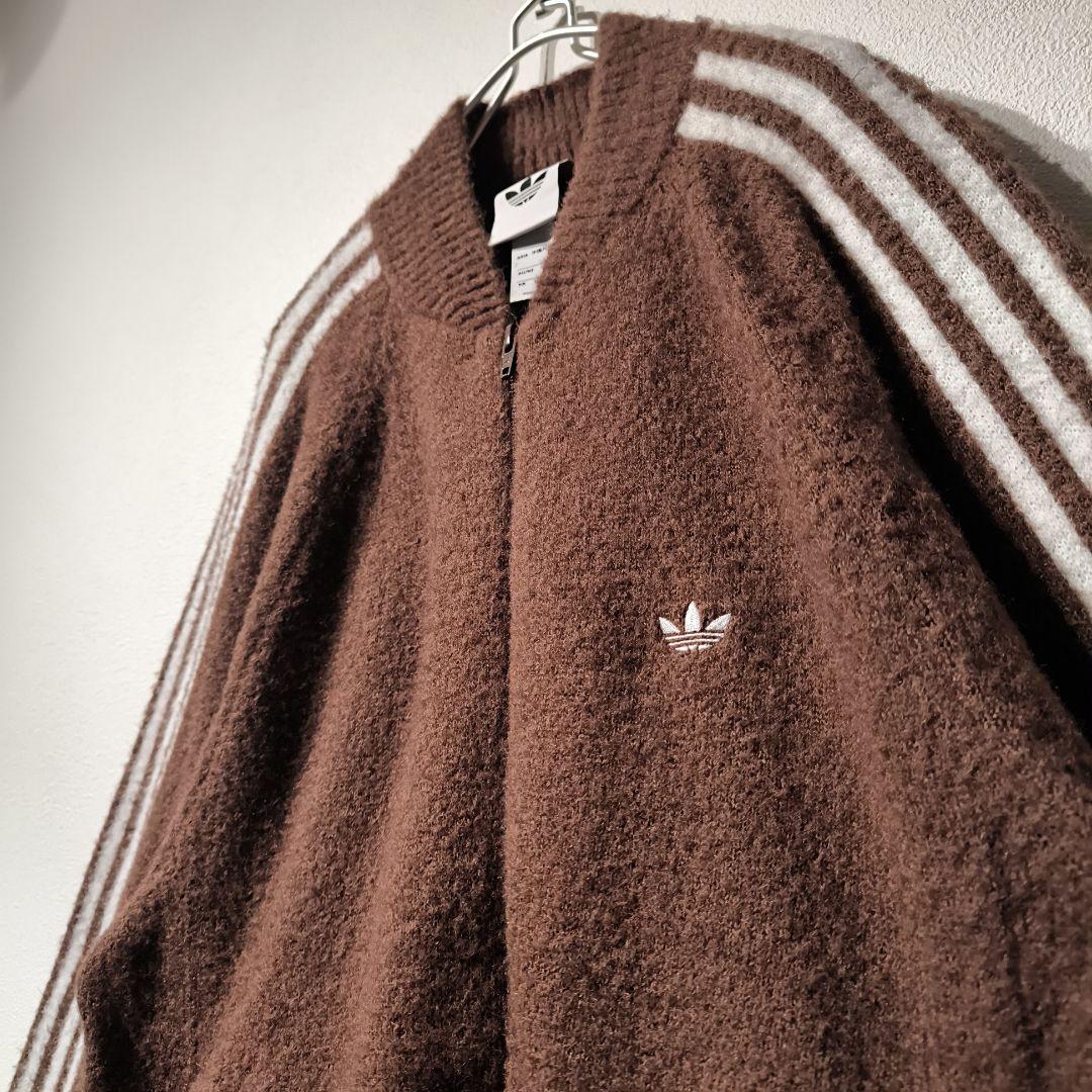 adidas SSTトラックトップ ニットブラウン ジップアップジャージ