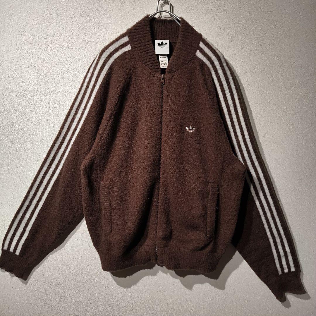 adidas SSTトラックトップ ニットブラウン ジップアップジャージ