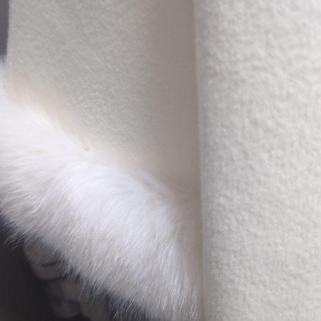 ファーカフス　リボン　ポンチョコート ホワイト◾️Frene フラーネ（中古）