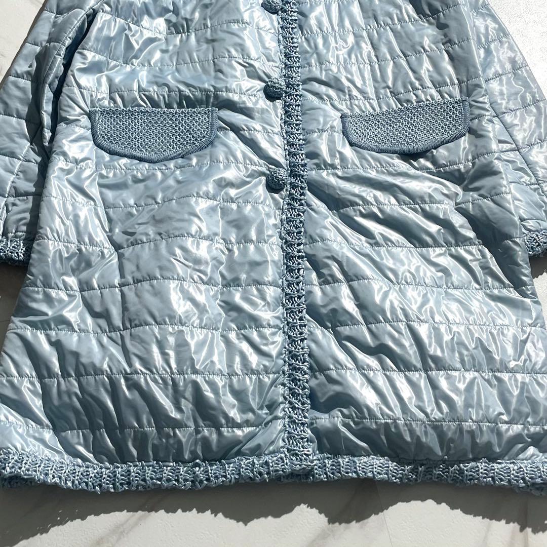 極美品✨ エルマンノシェルビーノ ダウンコート レース生地 軽量 ブルー