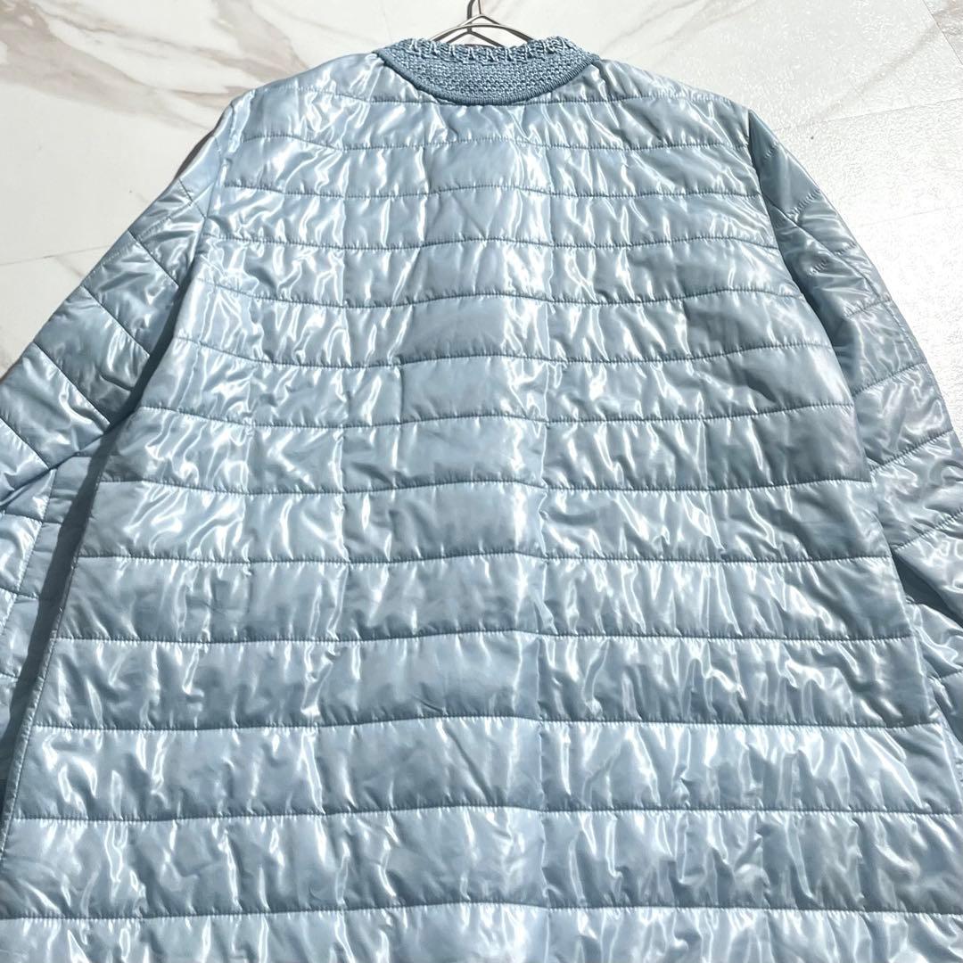 極美品✨ エルマンノシェルビーノ ダウンコート レース生地 軽量 ブルー