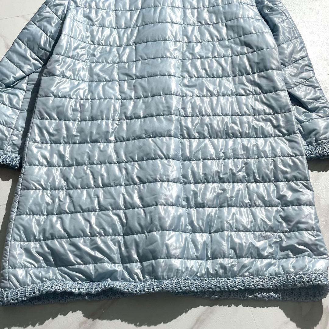 極美品✨ エルマンノシェルビーノ ダウンコート レース生地 軽量 ブルー