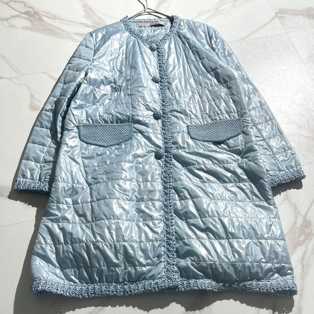 極美品✨ エルマンノシェルビーノ ダウンコート レース生地 軽量 ブルー
