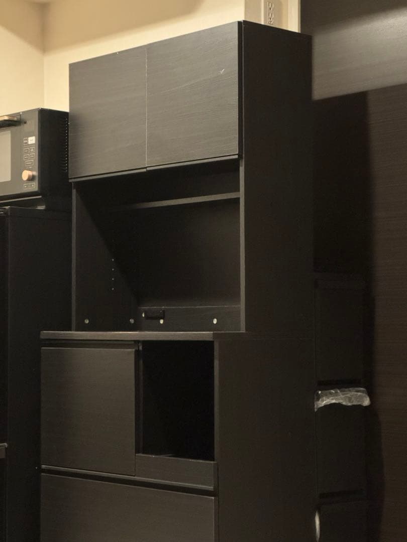 食器棚 レンジ台 キッチンキャビネット KCB-790 ブラック