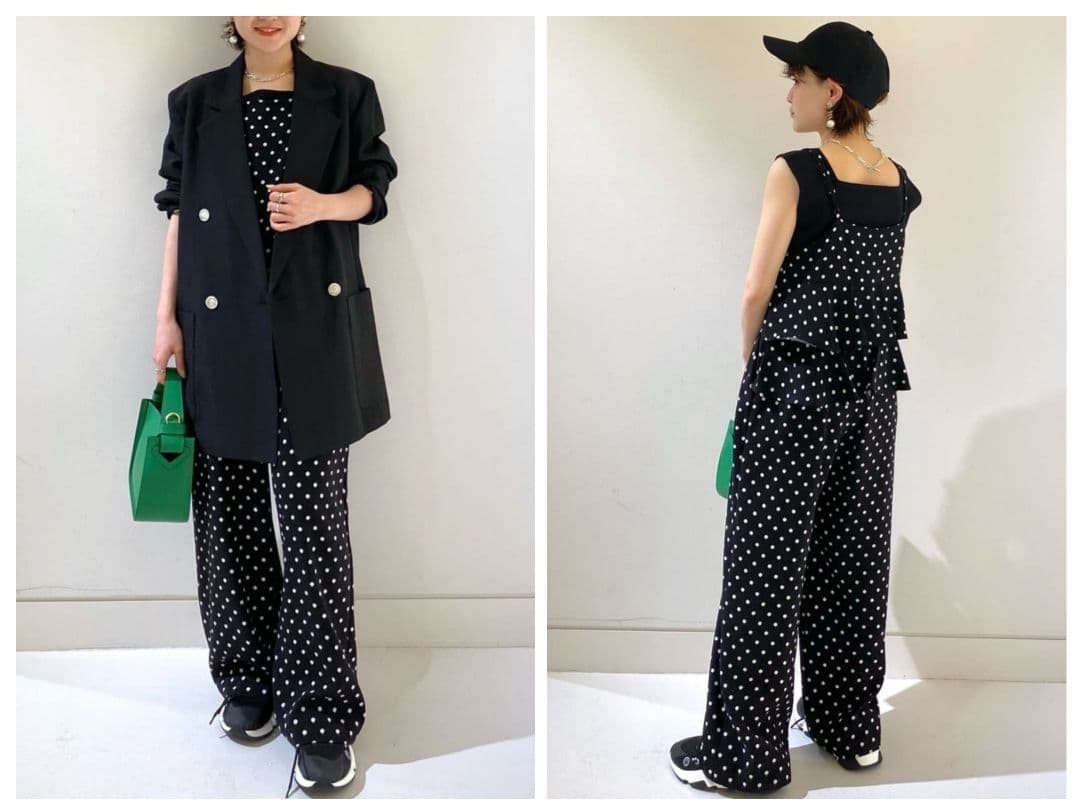 ルルウィルビー バックフリリーサロペット オールインワン ドット