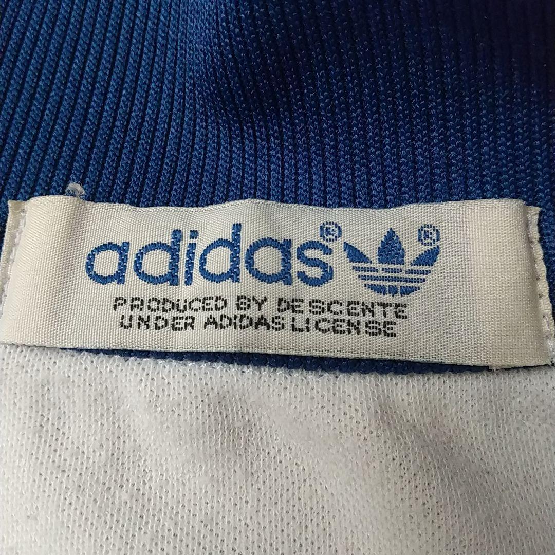 80s アディダス 刺繍ロゴ トラックジャケット デサント製 トリコカラー