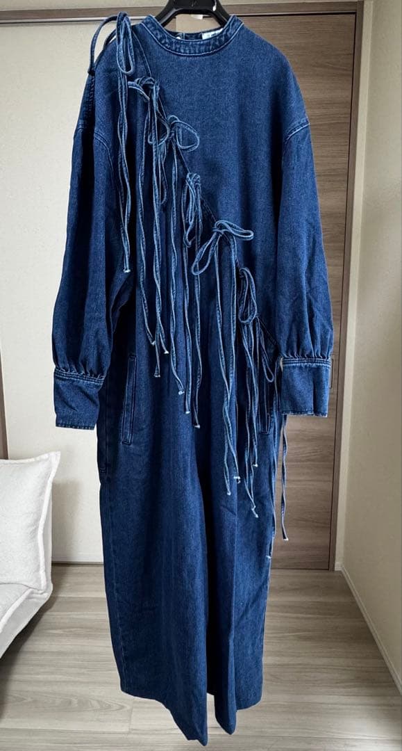 デニムリボンオールインワン