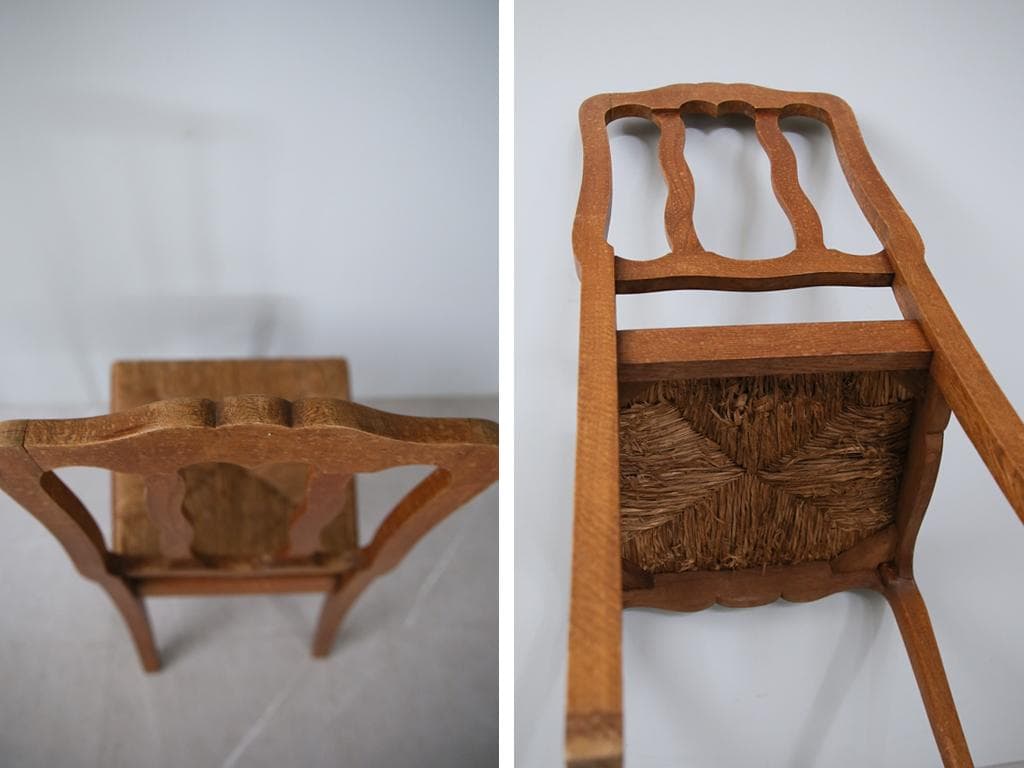 フランスアンティーク猫脚ダイニングチェア/イス/ラッシュシート(90-83-2)