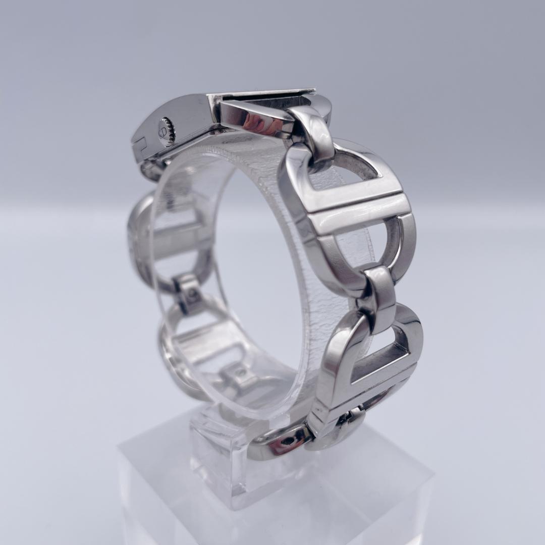 【美品】 DIOR マリス スクエア CDロゴブレス シルバー シェル 腕時計
