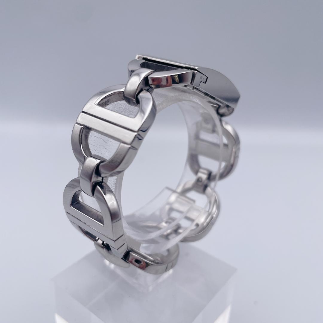 【美品】 DIOR マリス スクエア CDロゴブレス シルバー シェル 腕時計