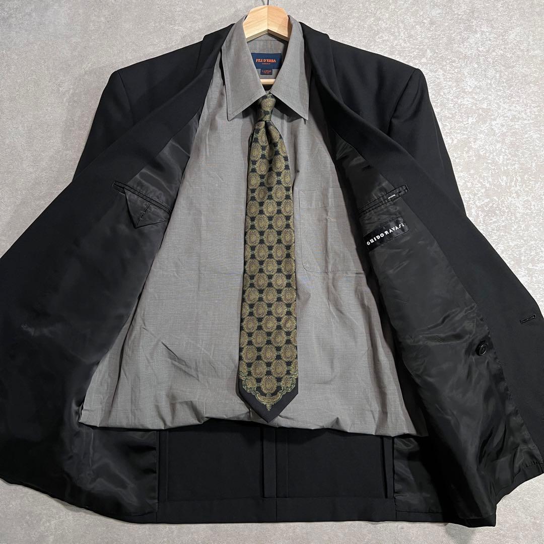 90s ヴィンテージ ダブルスーツ セットアップ 成人式 ブラックL