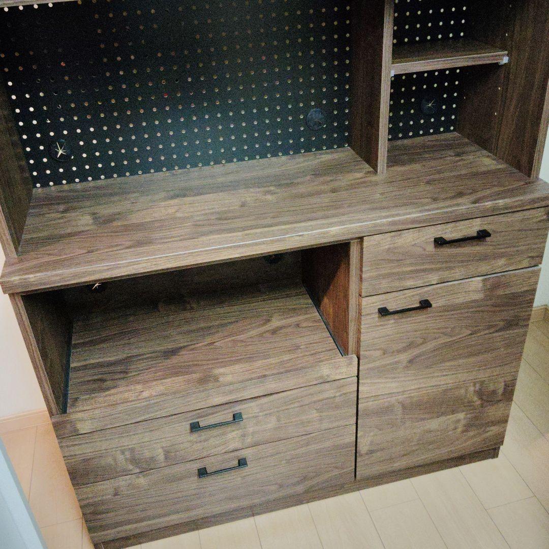 最終値下げ！ナフコ トゥーワンスタイル　ブラウン木製食器棚 ガラス扉付き