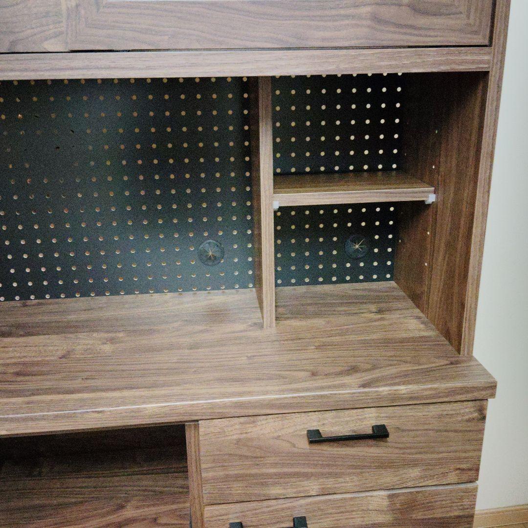 最終値下げ！ナフコ トゥーワンスタイル　ブラウン木製食器棚 ガラス扉付き