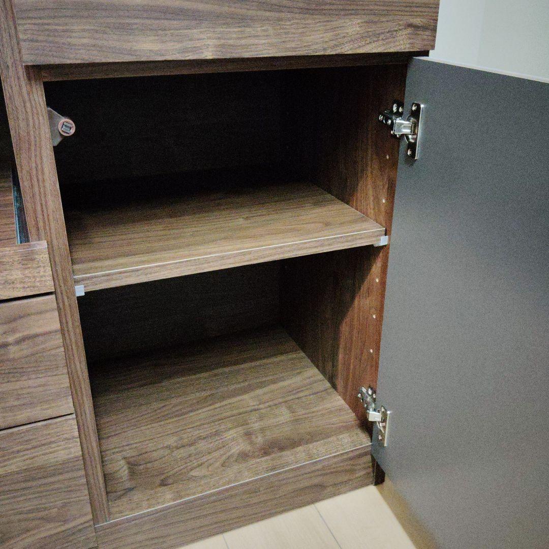 最終値下げ！ナフコ トゥーワンスタイル　ブラウン木製食器棚 ガラス扉付き