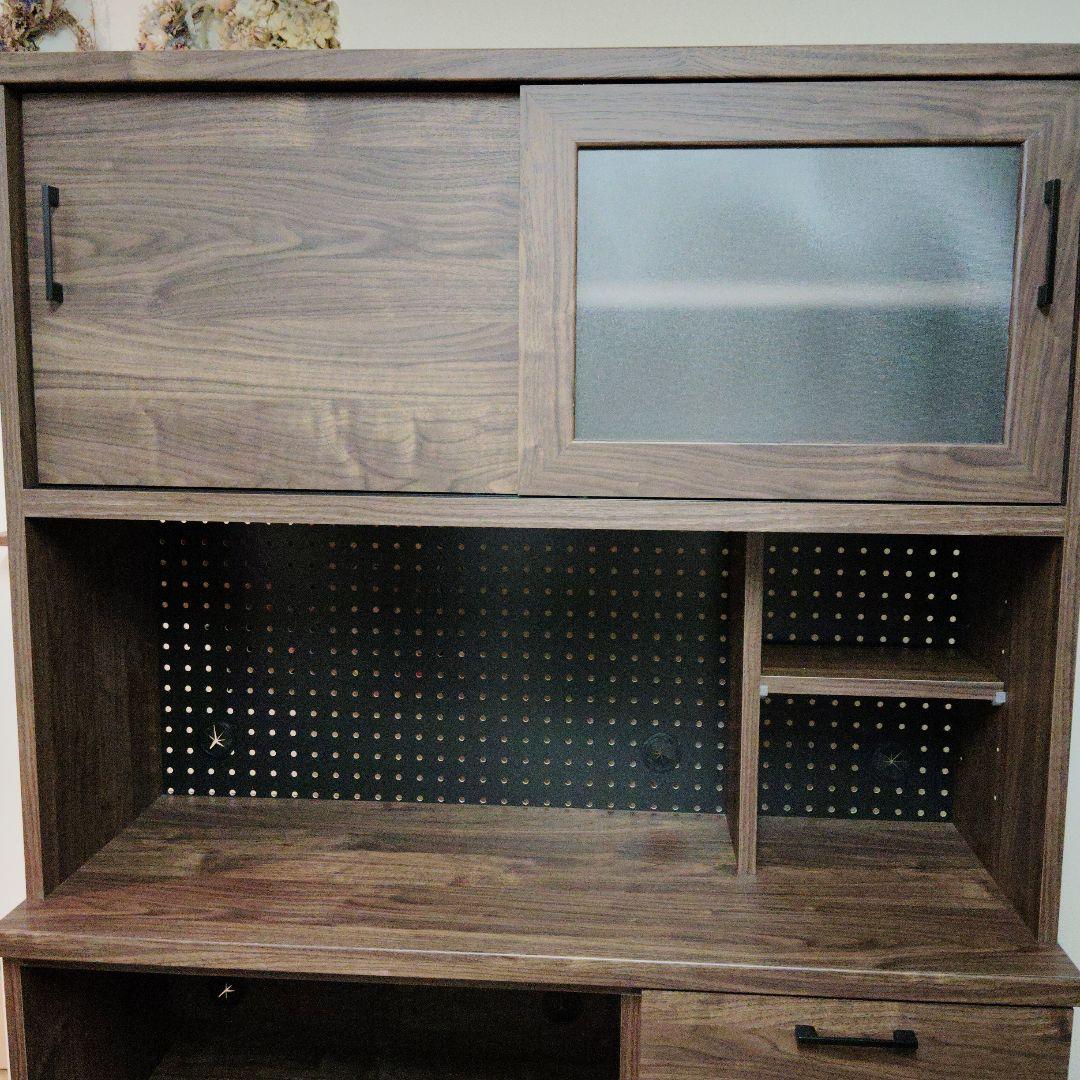 最終値下げ！ナフコ トゥーワンスタイル　ブラウン木製食器棚 ガラス扉付き