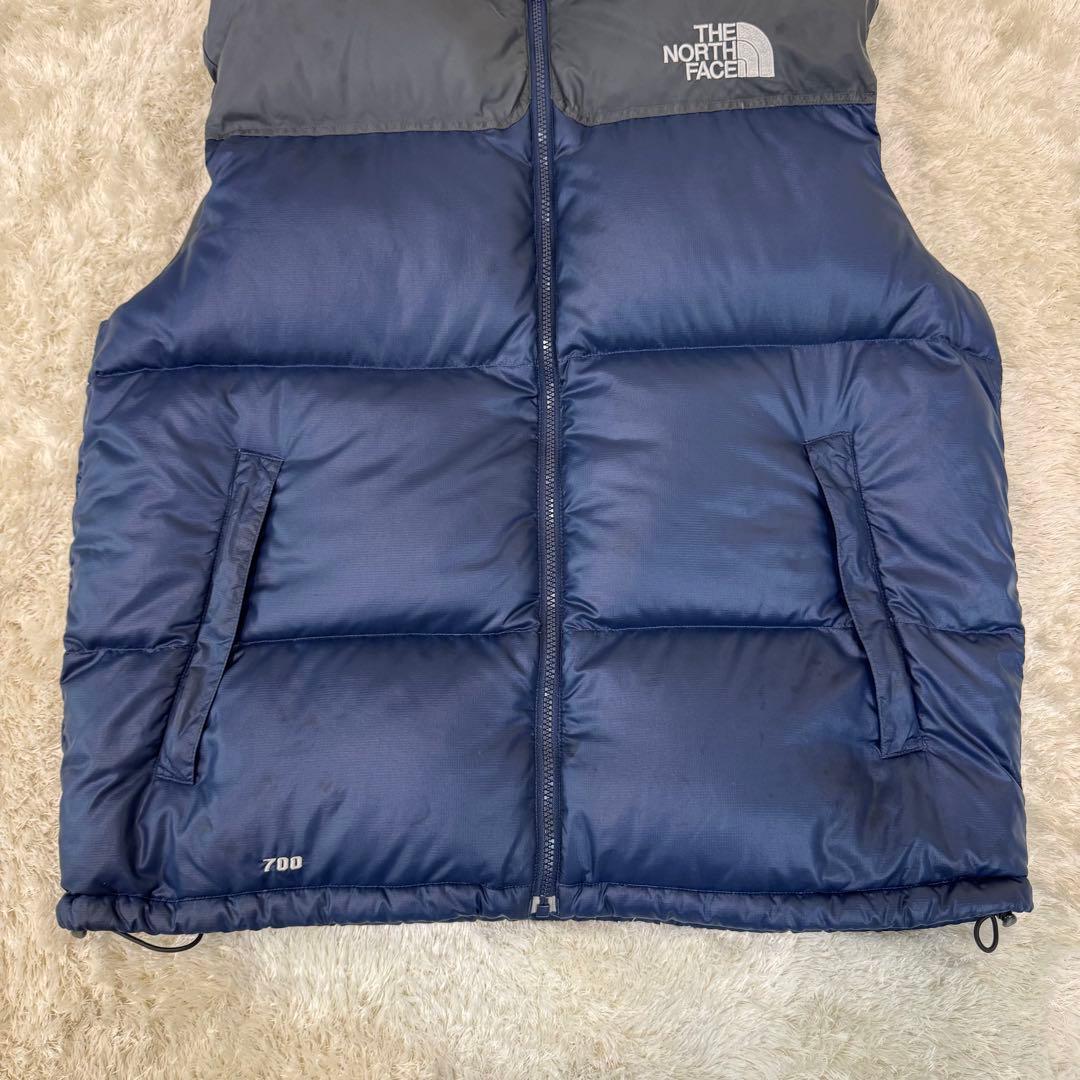 ノースフェイス ダウンベスト 海外限定 カラー ネイビー グレー メンズ XL