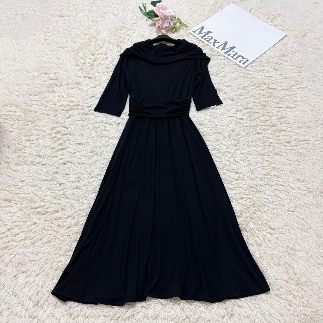 マックスマーラ　最高級白タグ　カシュクール　ショールデザインワンピース　黒　38