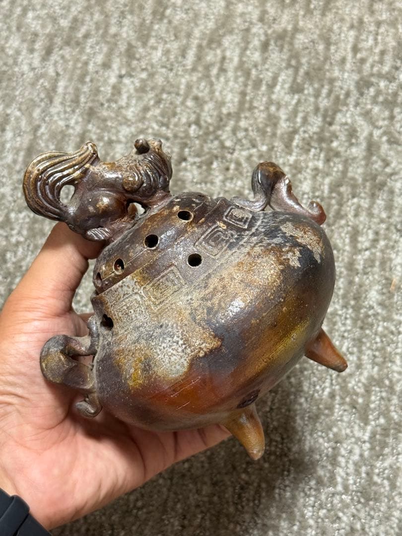 備前焼 獅子摘 三足 香炉 香道具茶道具文房具仏教美術